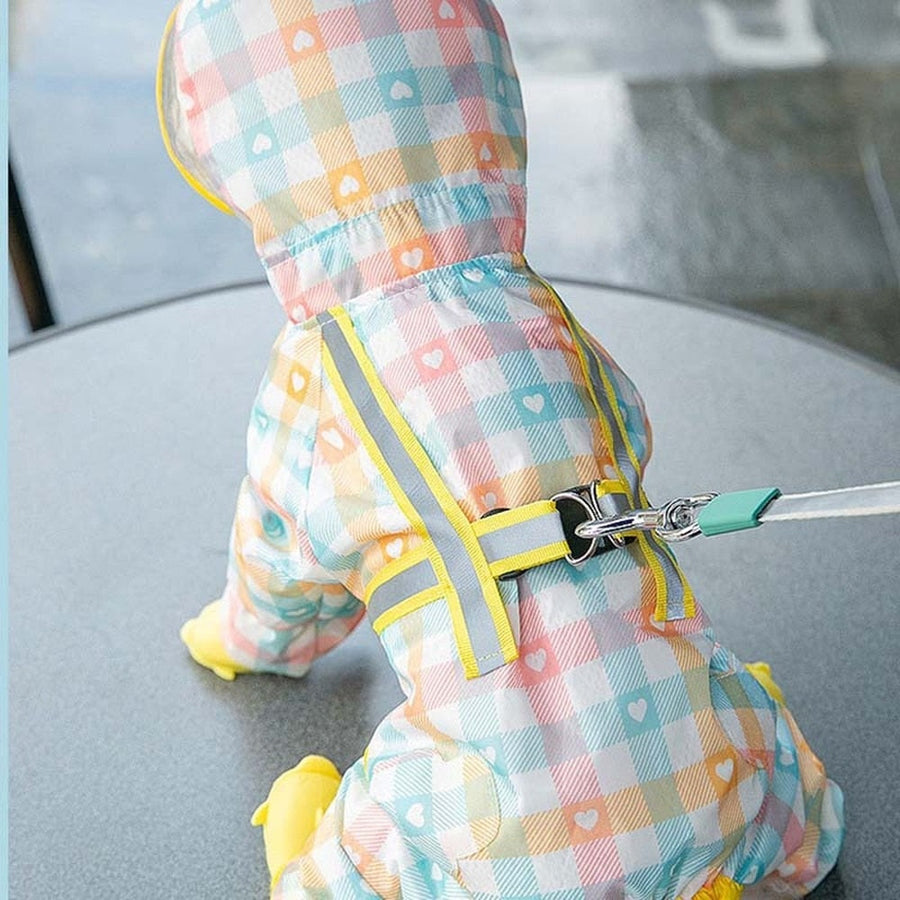 Cute Love Plaid Dog Raincoat