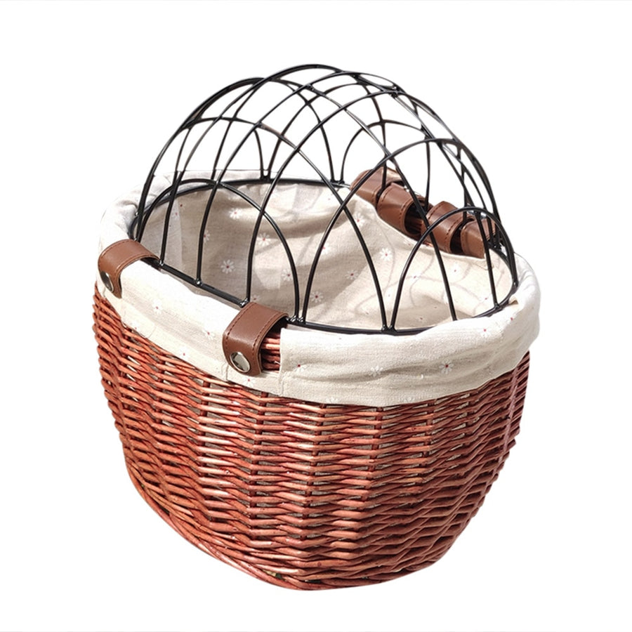 Hand Woven Pet Bicycle Basket