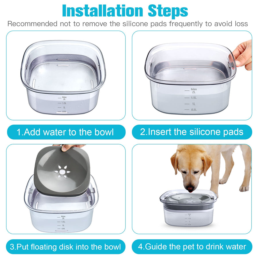 2L Visible Water Level Dog Bowl