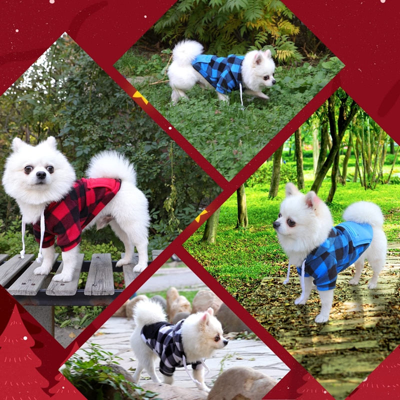 Classic Warm Plaid Dog Hoodies