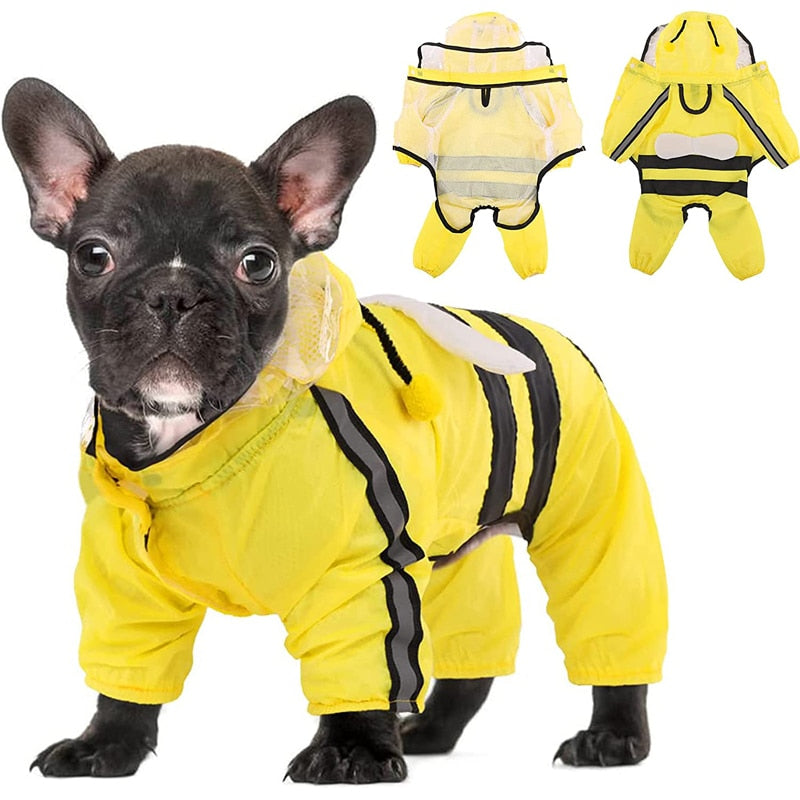 Reflective Hooded Cartoon Dog Raincoat