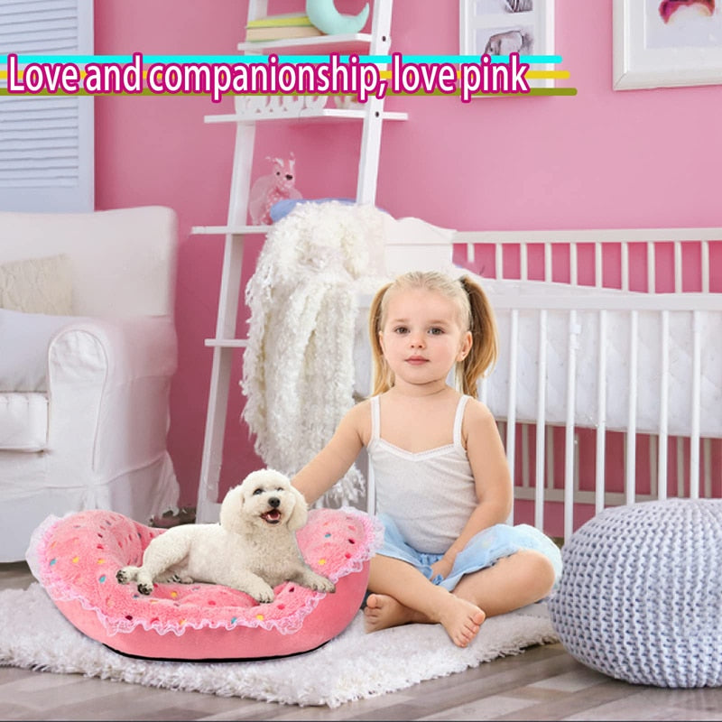 Cute Princess Lace Pink Dog Bed