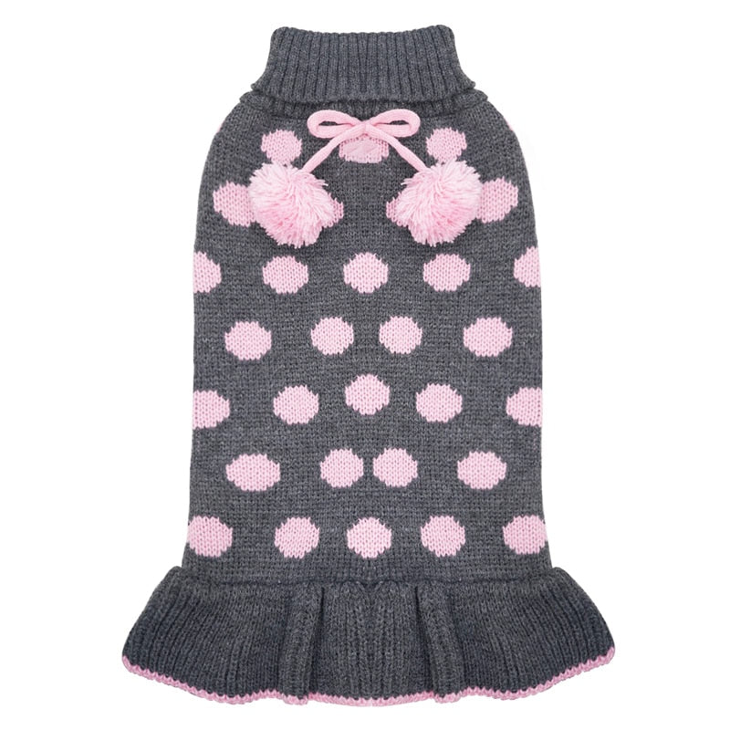 Turtleneck Polka Dot Dog Dress