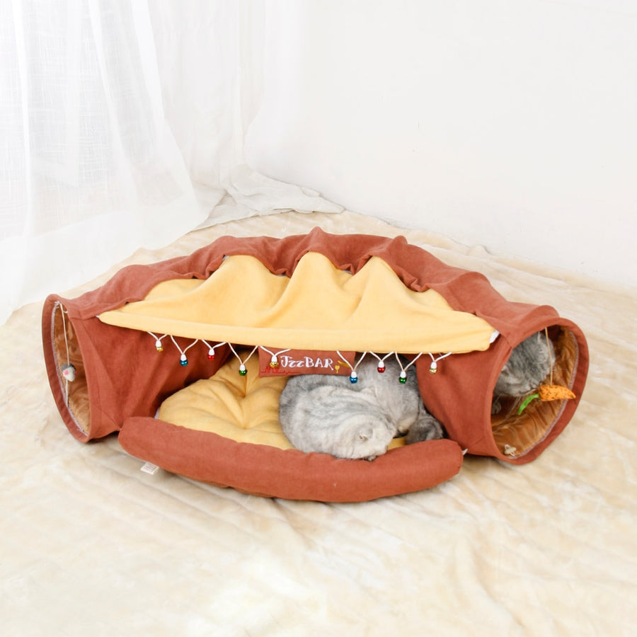 Luxury Collapsible Brown Cat Tunnel