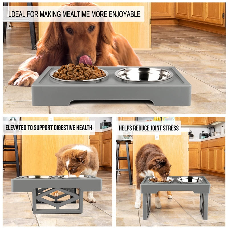 Adjustable 3 Heights Dog Bowls