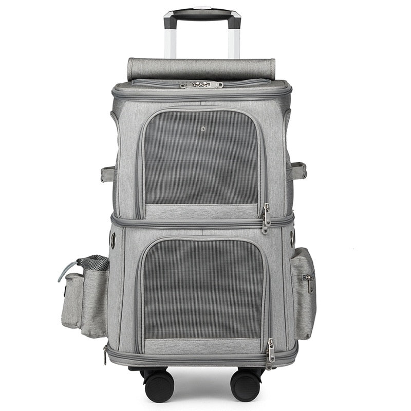 Double Compartment Pet Carrier Suitcase