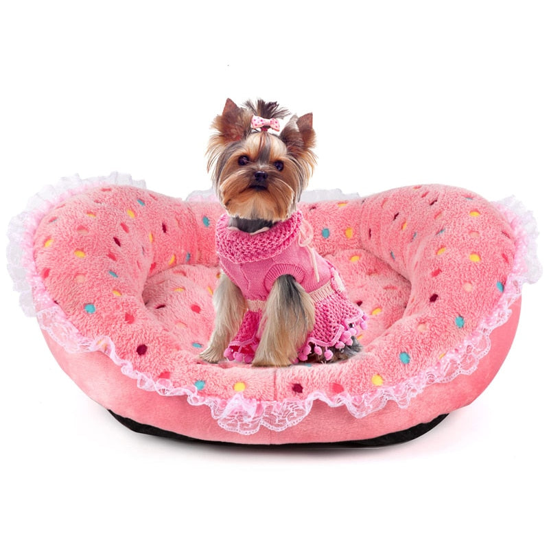 Cute Princess Lace Pink Dog Bed