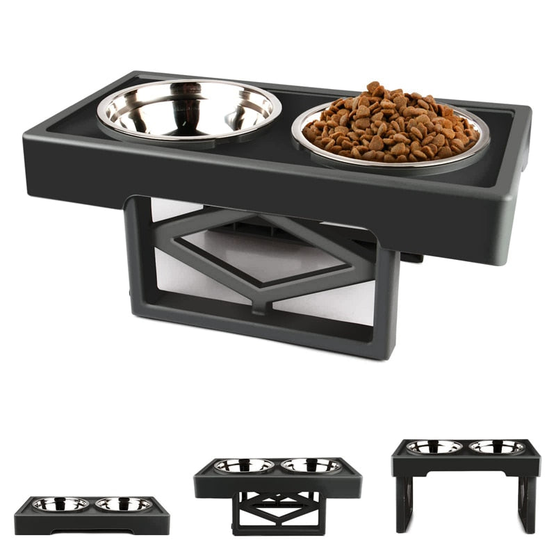 Adjustable 3 Heights Dog Bowls