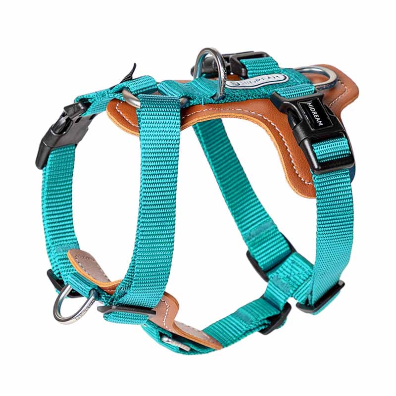 2 Leash Clips Leather Dog Harness