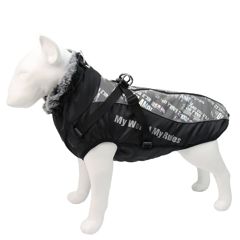 Waterproof Large Dog Coat With Harness