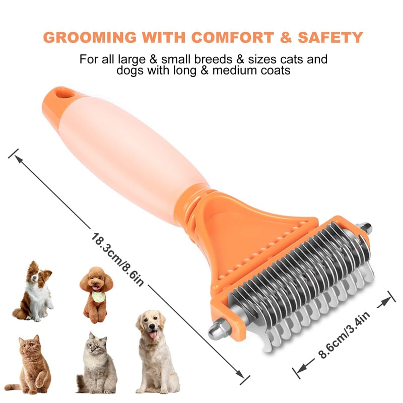 Silicone Handle 2 Sided Pet Comb