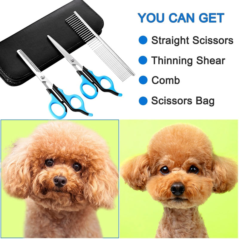 Ergonomic Professional Pet Grooming Scissors Set