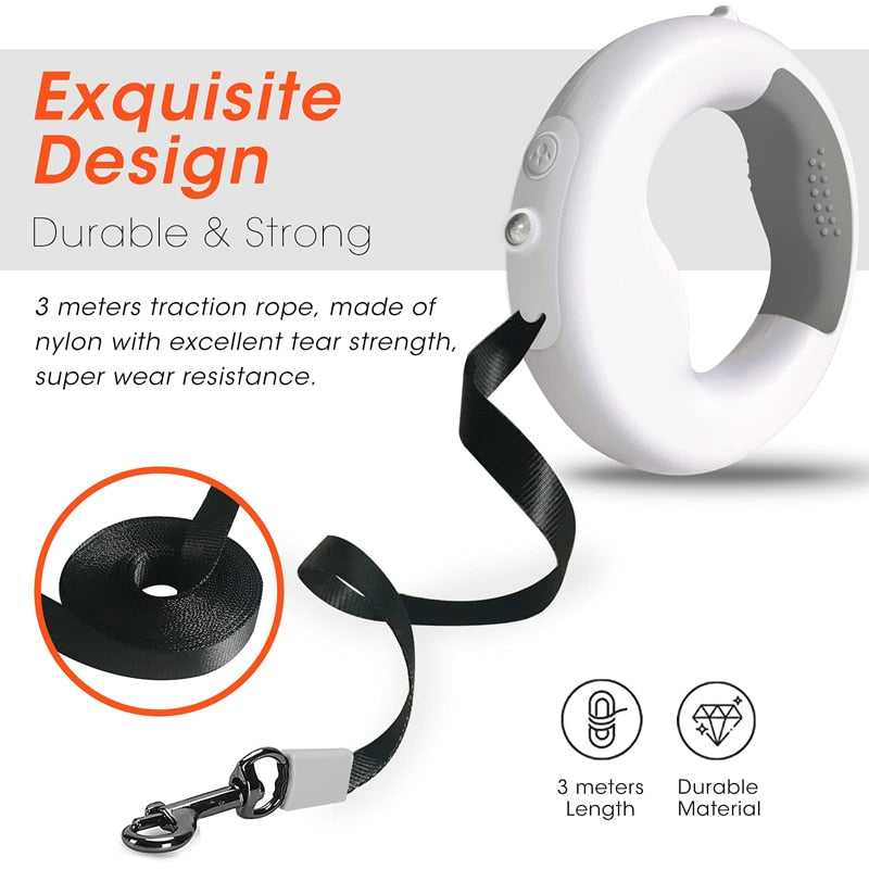 3M Retractable Dog Leash With LED Light