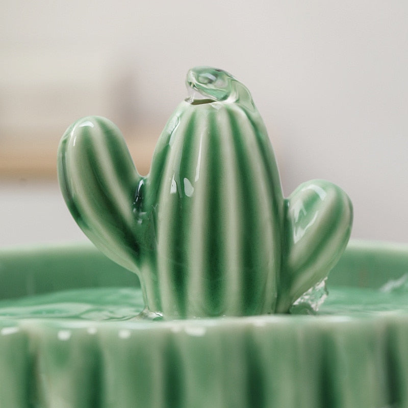 2L Ceramic Cactus Pet Water Fountain