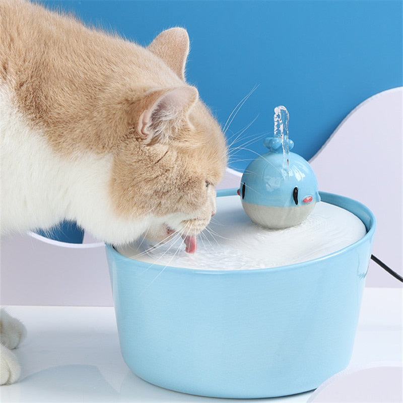 2L Ceramic Whale Cats Water Fountain