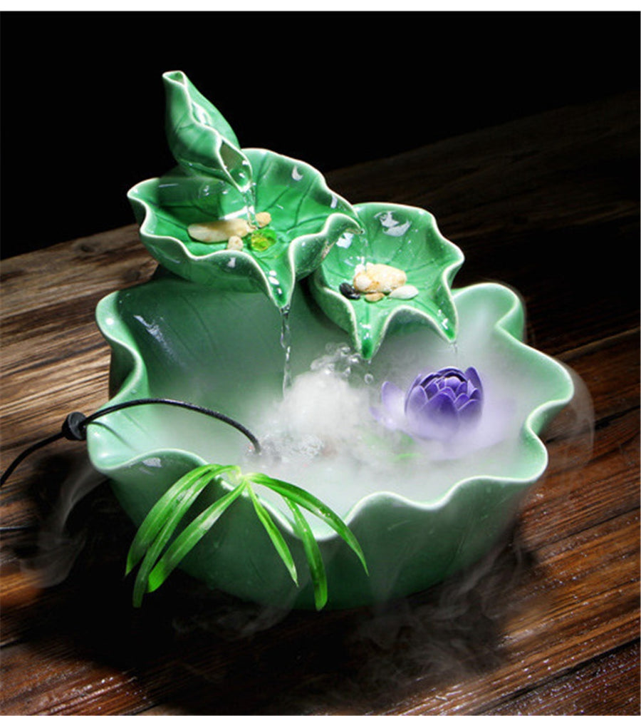 Ceramic Purple Lotus Pet Water Fountain