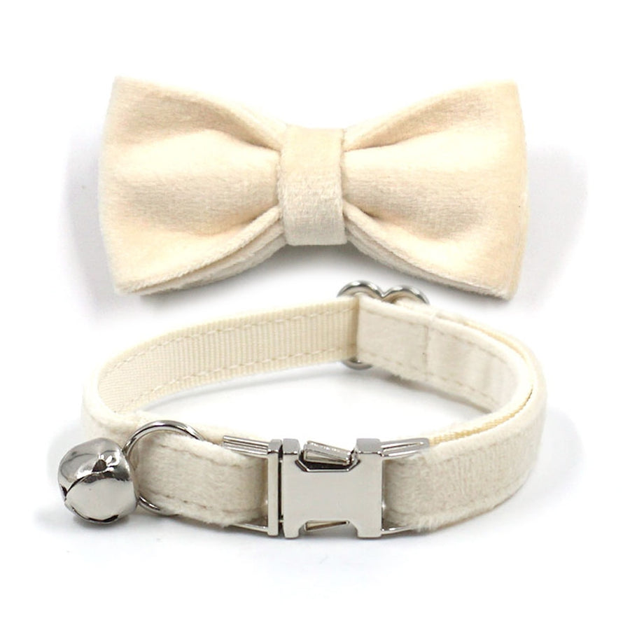 Luxury Cream Velvet Dog Collar