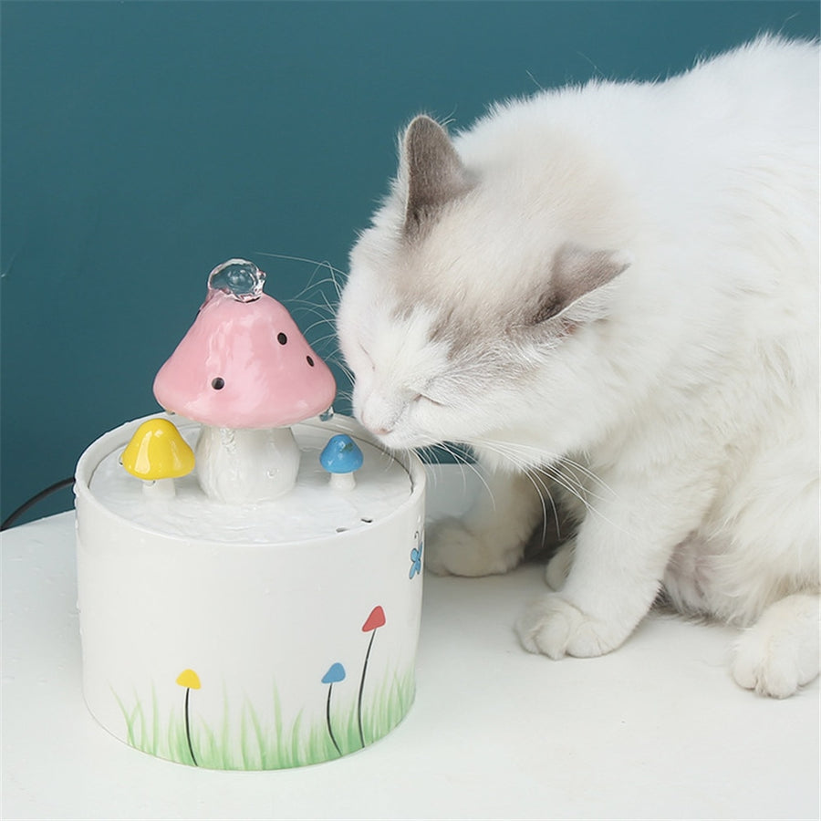 1.6L Ceramic Mushroom Pet Water Fountain