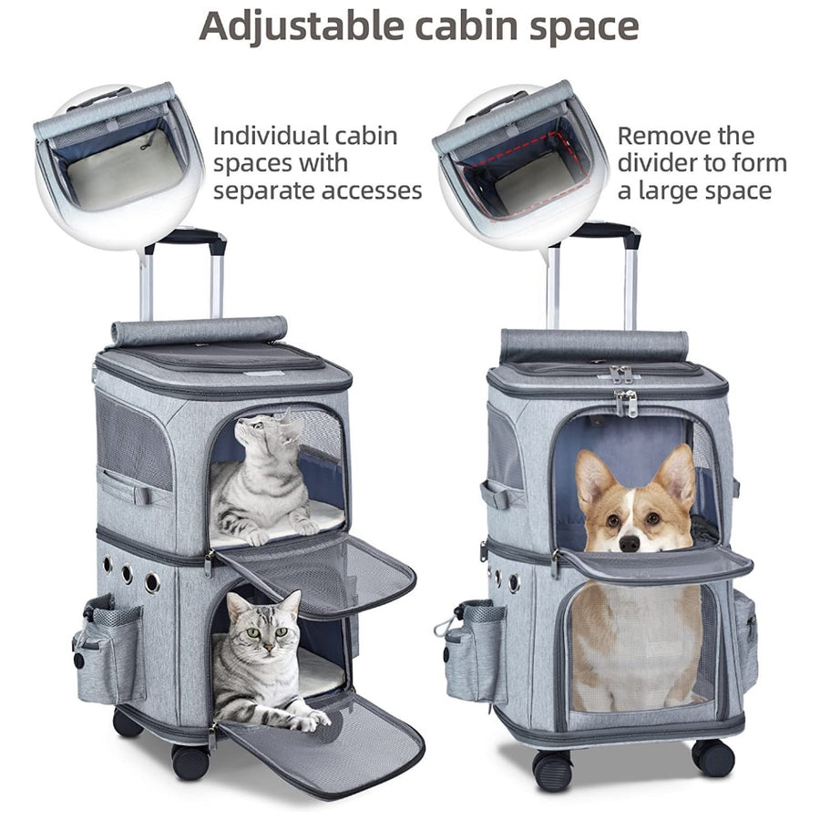 Double Compartment Pet Carrier Suitcase