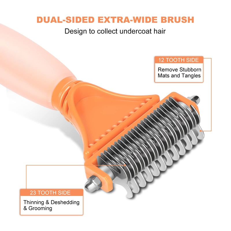 Silicone Handle 2 Sided Pet Comb