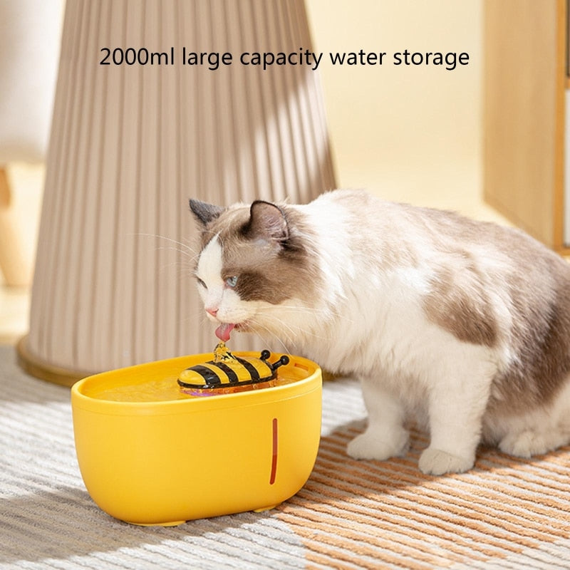 2L Cute Bee Pet Water Fountain