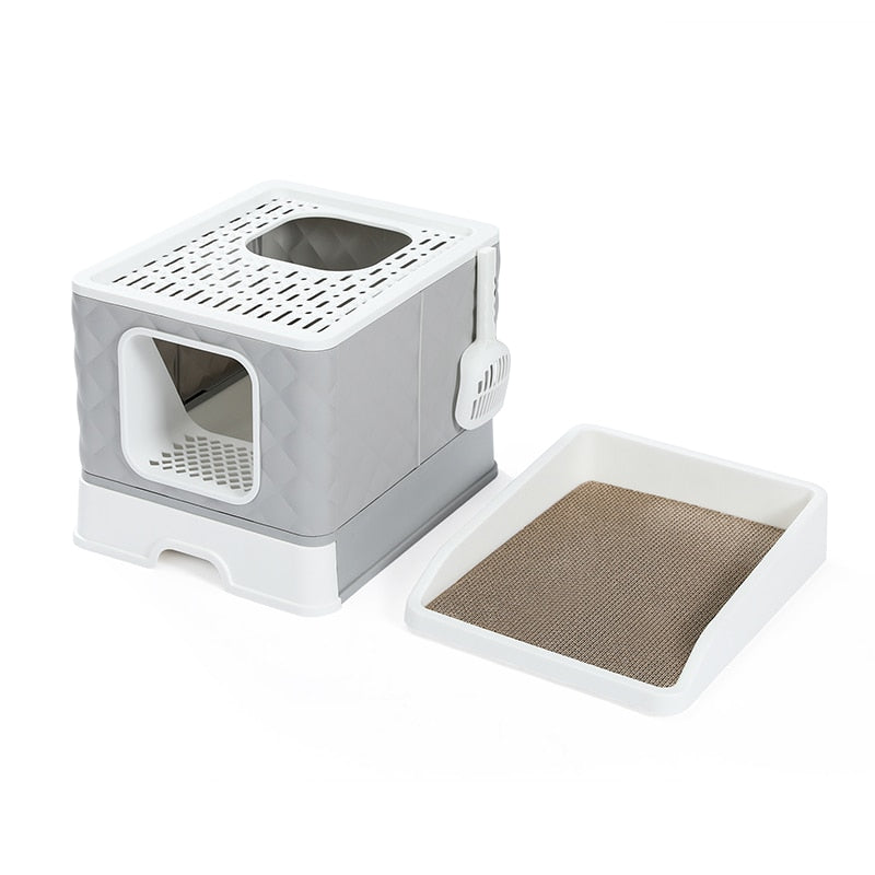 Big Size Cat Litter Box With Scratcher Board