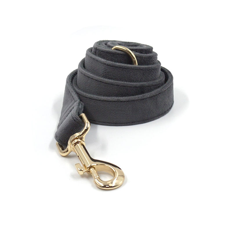 Luxury Dark Grey Velvet Dog Harness