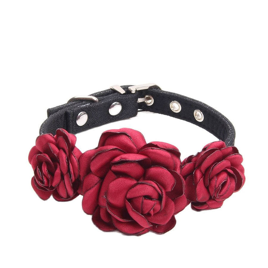 Princess Roses Leather Dog Collar