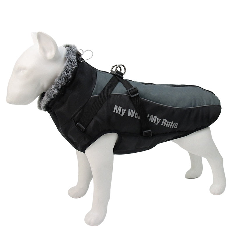 Waterproof Large Dog Coat With Harness