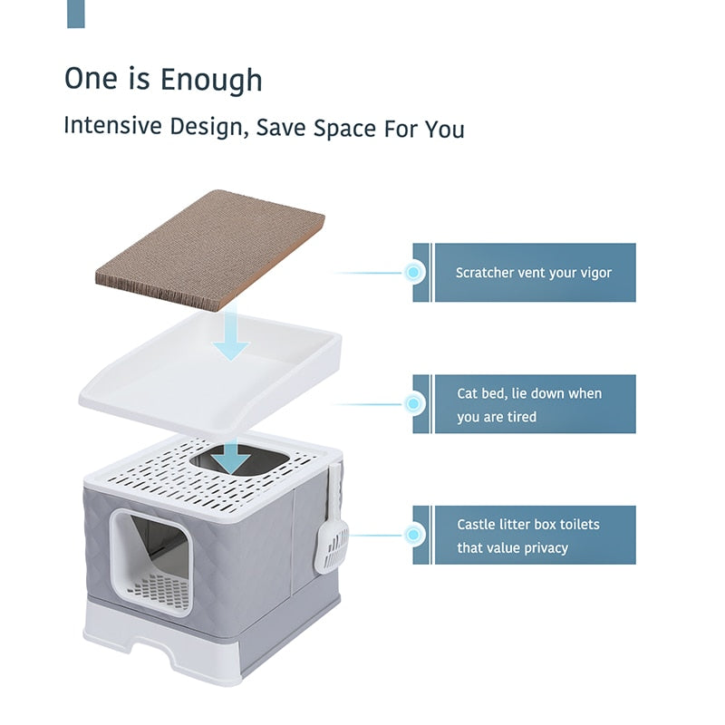 Big Size Cat Litter Box With Scratcher Board