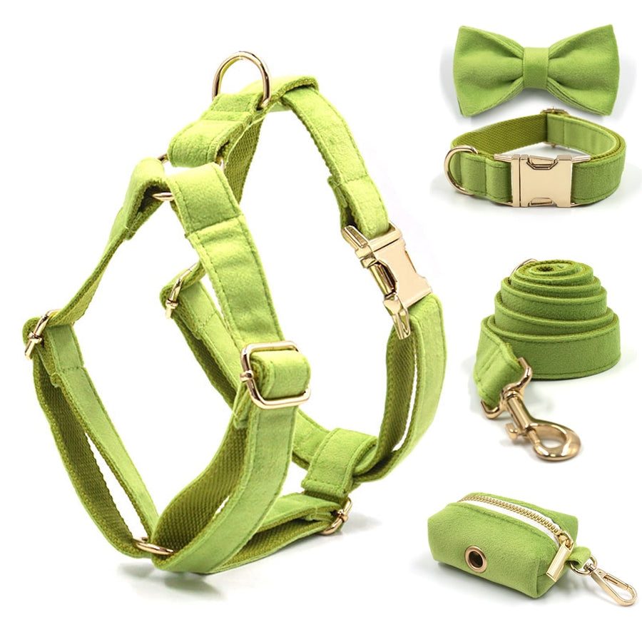 Luxury Fruit Green Velvet Dog Harness