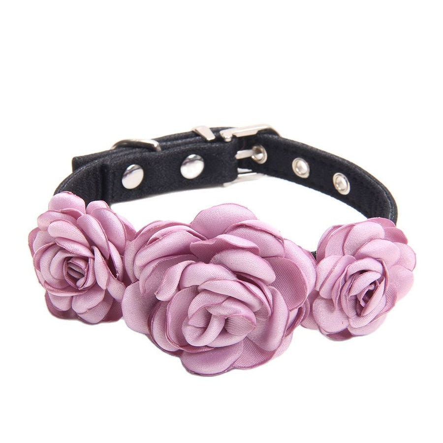 Princess Roses Leather Dog Collar