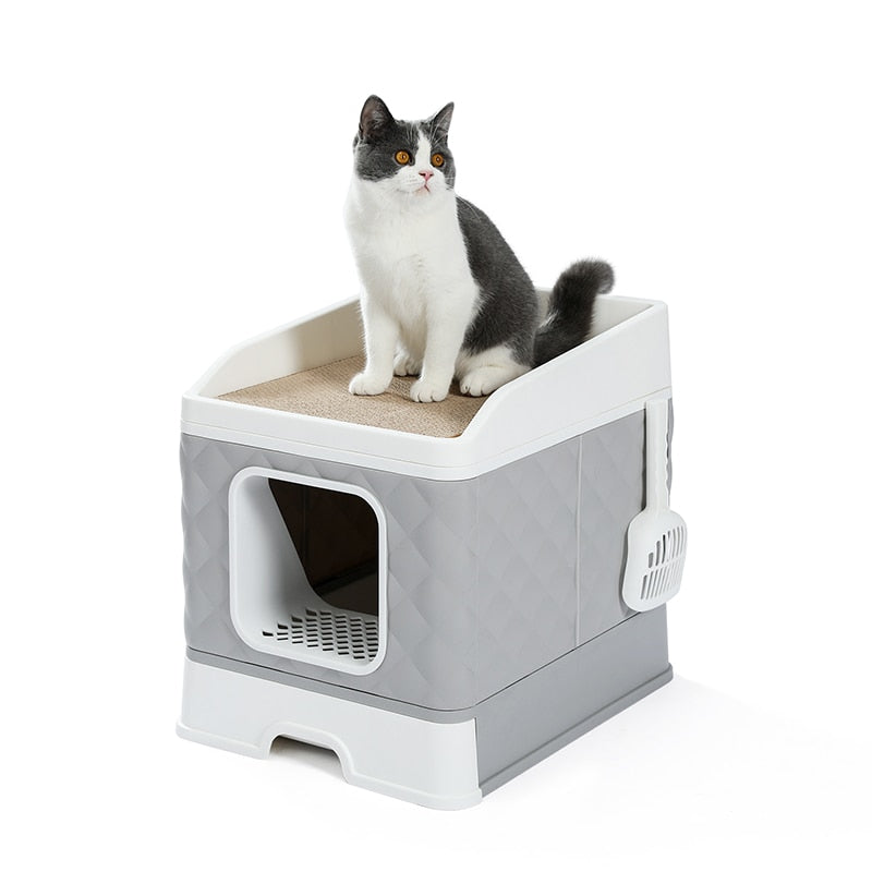 Big Size Cat Litter Box With Scratcher Board