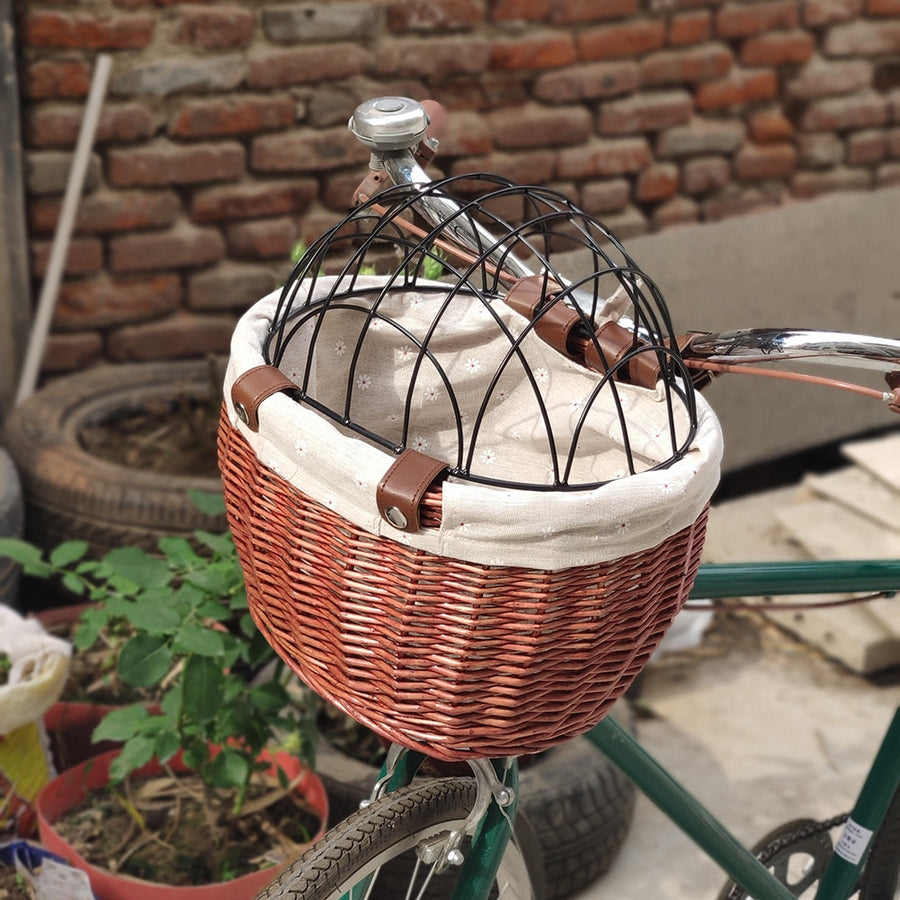 Hand Woven Pet Bicycle Basket