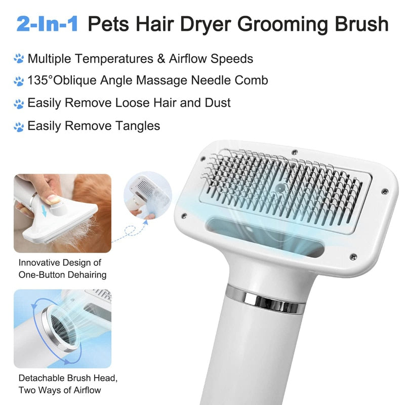 2 In 1 Pet Hair Dryer Slicker Brush