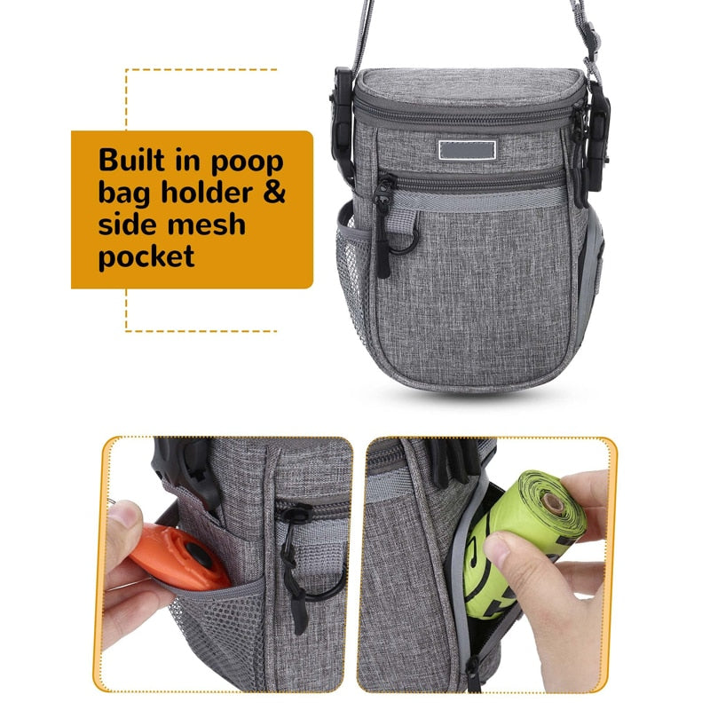 Built In Poop Bag Dispenser Dog Treat Bag