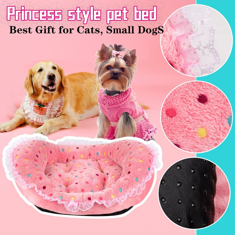 Cute Princess Lace Pink Dog Bed