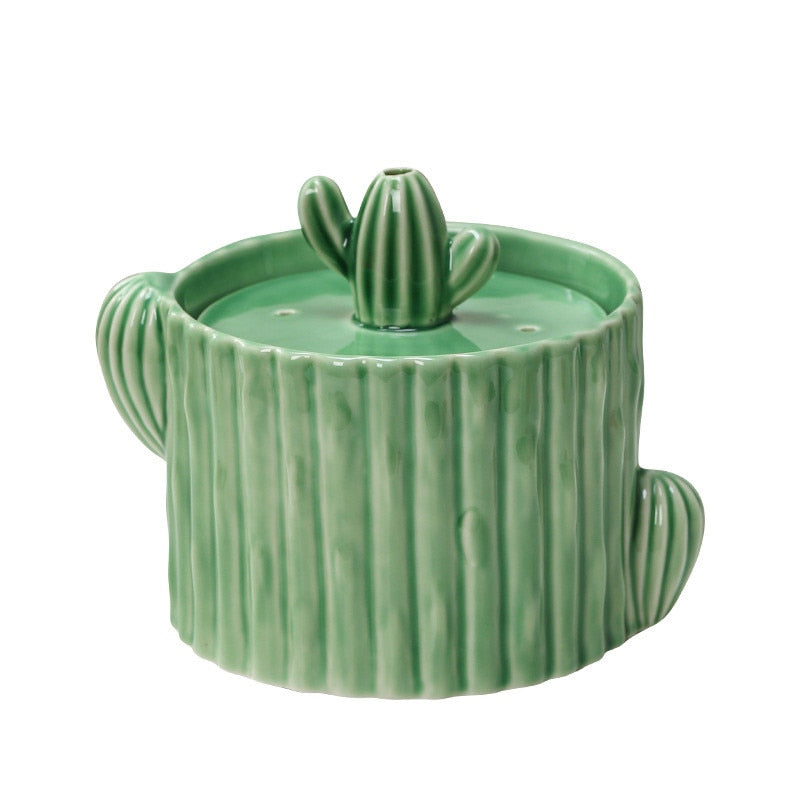 2L Ceramic Cactus Pet Water Fountain