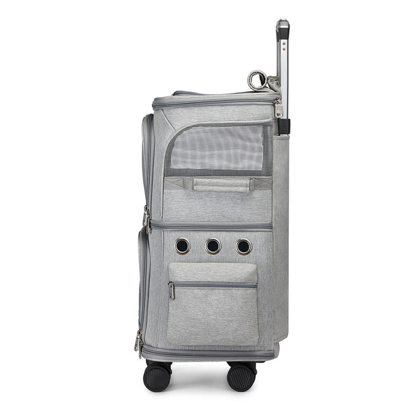 Double Compartment Pet Carrier Suitcase