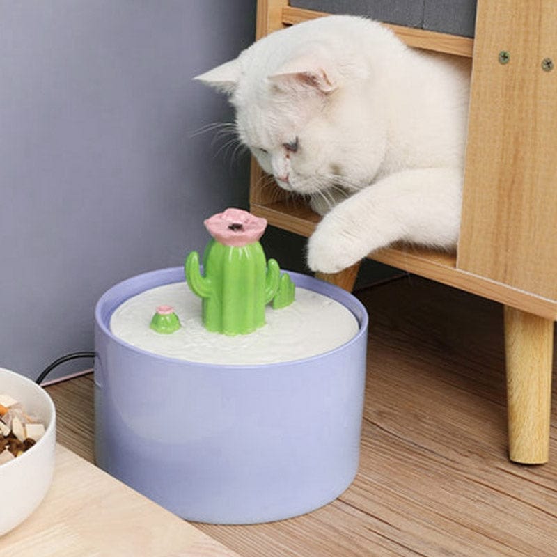 Large Ceramic Cactus Cat Water Fountain