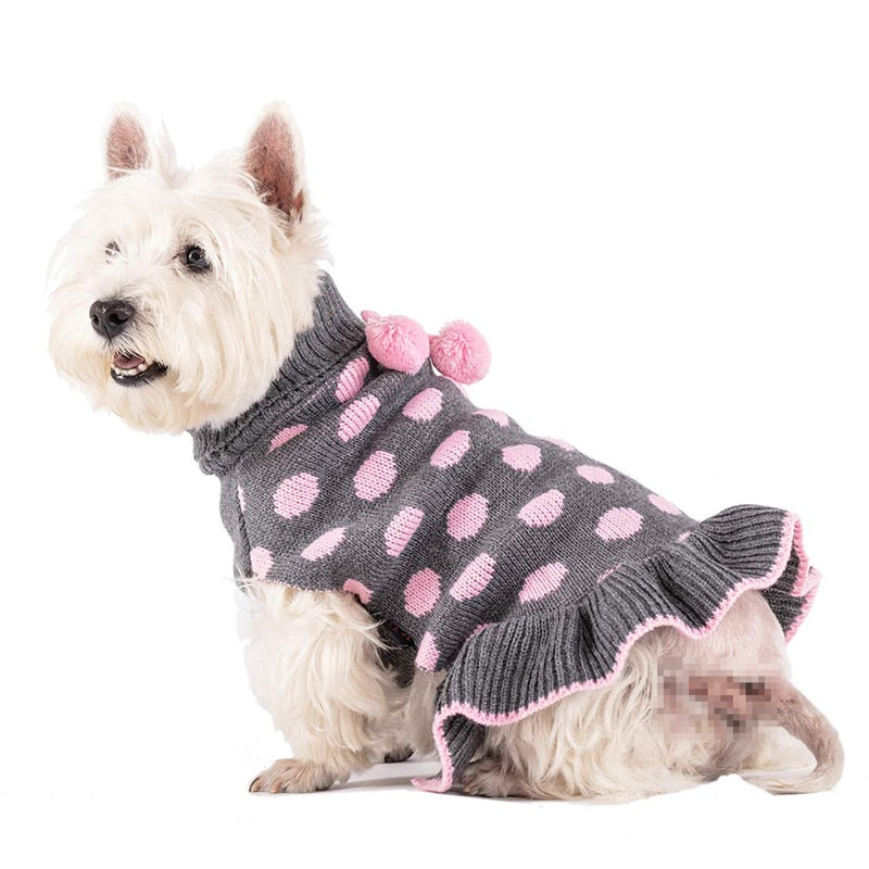 Turtleneck Polka Dot Dog Dress