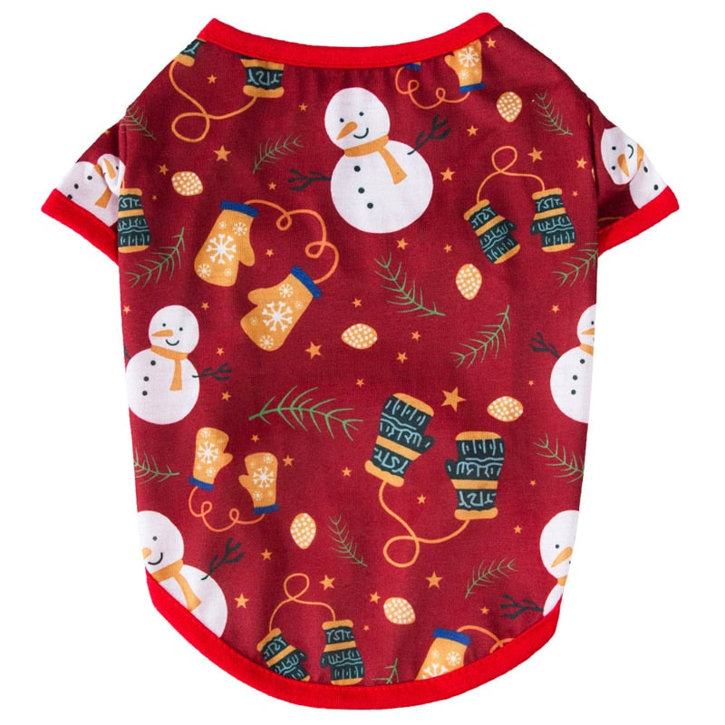 Santa Claus Snowman Dog Shirt