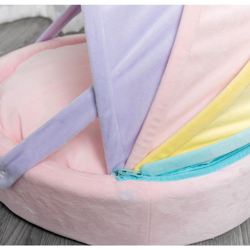 Semi Closed Rainbow Cute Cat Bed