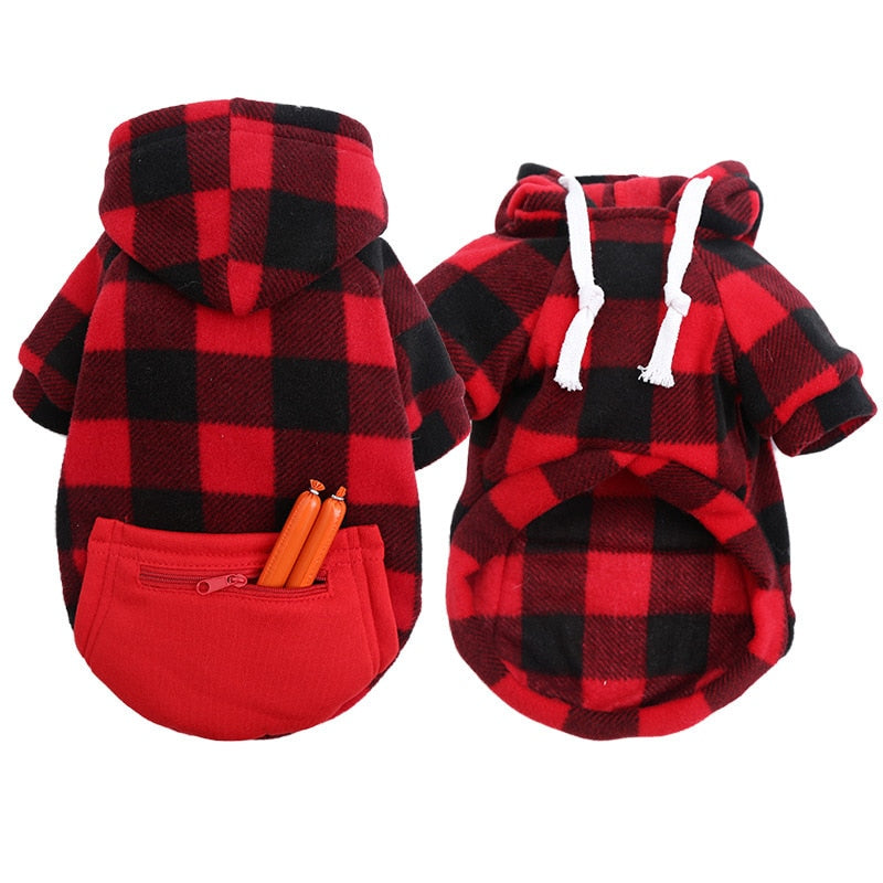 Classic Warm Plaid Dog Hoodies