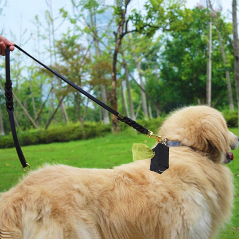 Black Leather Dog Poop Bag Holder