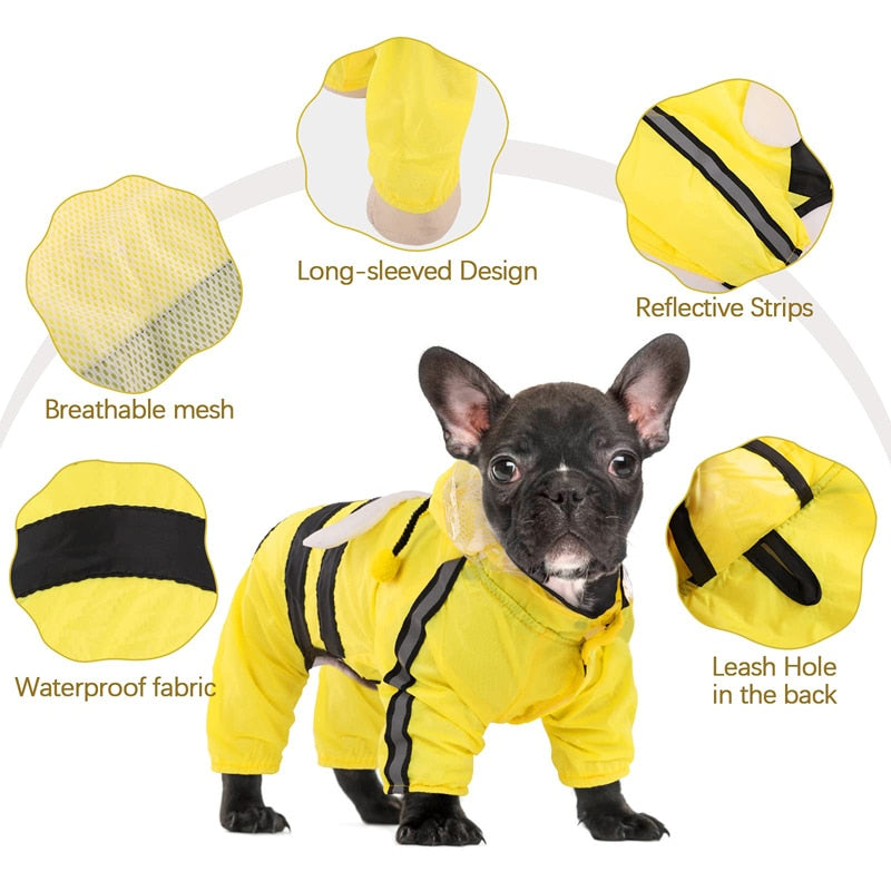 Reflective Hooded Cartoon Dog Raincoat