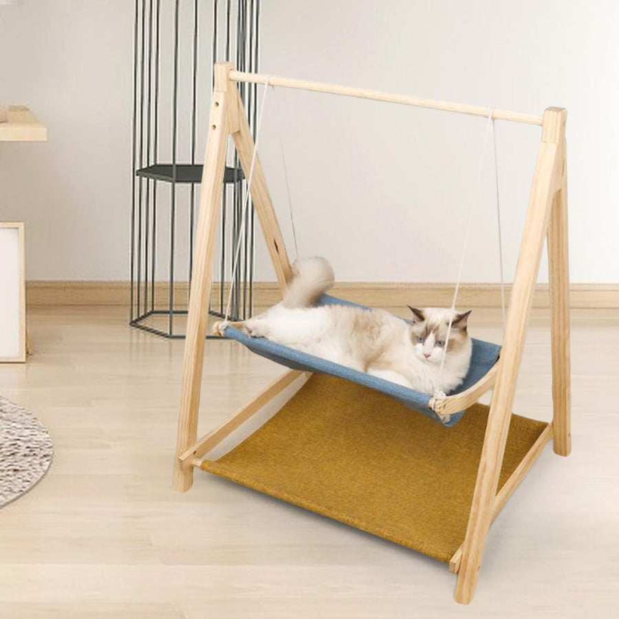 Premium 2 Tier Wooden Cat Hammock