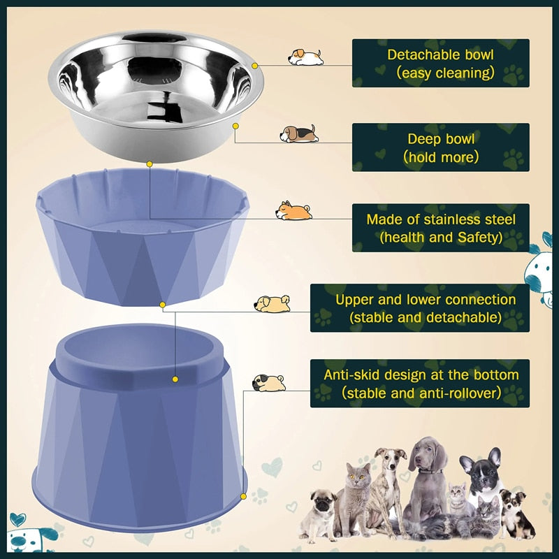 Stainless Steel 3 Heights Pet Bowl