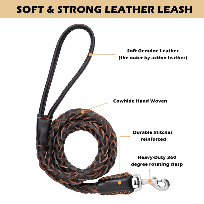 Handmade Strong Leather Dog Leash