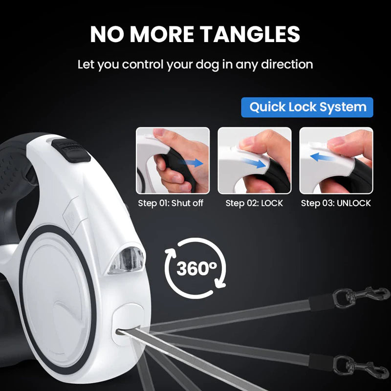 360° No Tangle Retractable Dog Leash